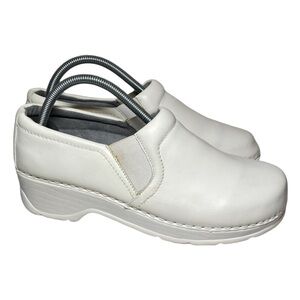 Klogs Footwear Naples White Leather Clogs Work Nursing Shoes Women’s 9 Slip On